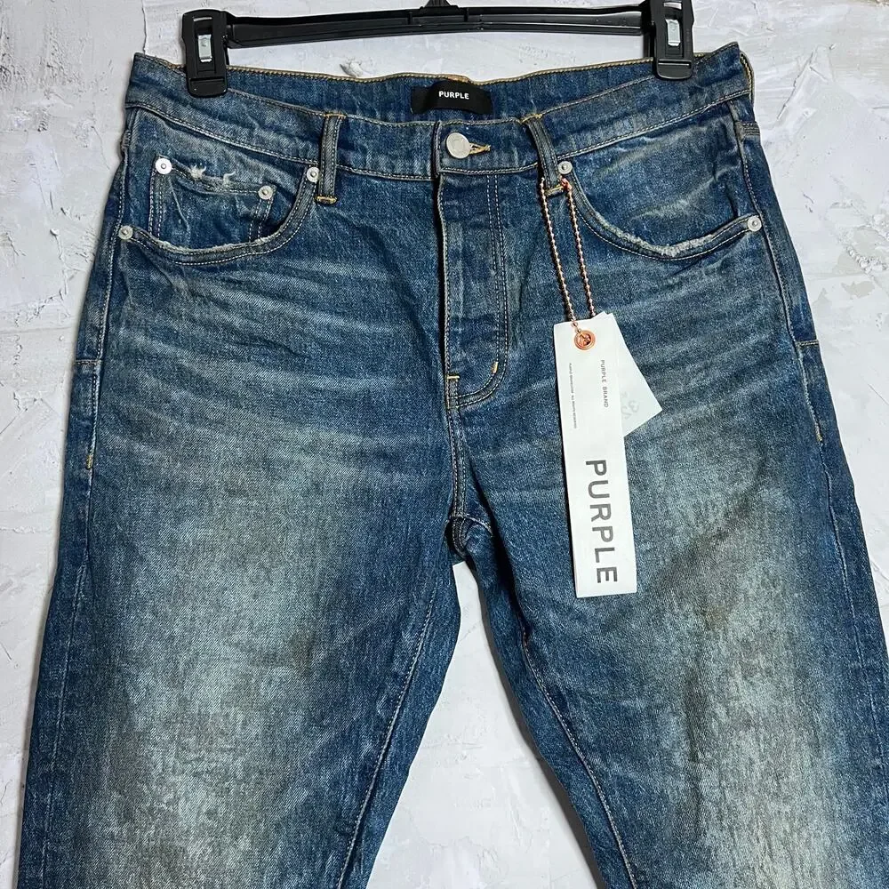 PURPLE Brand Skinny Mud Dark Indigo Jeans Mens 32x33 Button Fly P001 NWT